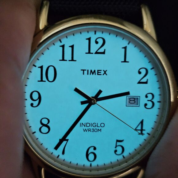 Timex Men's Easy Reader Watch 38MM Gold Case White Dial New Black Canvas Bands - Picture 8 of 15